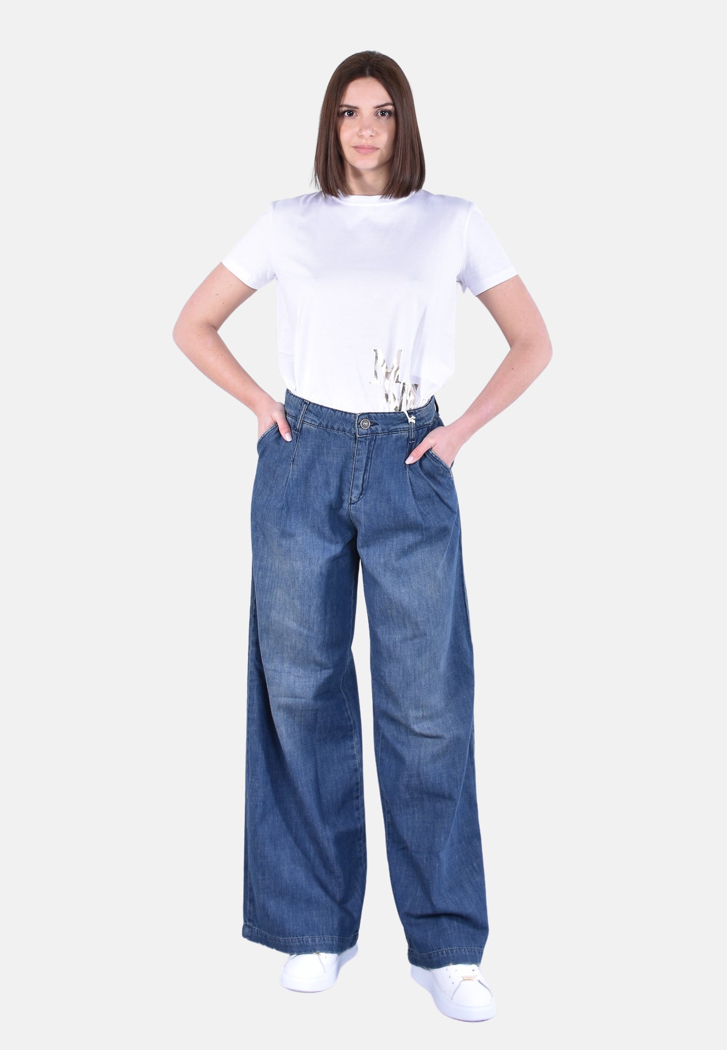 PANTALONE GAMBA LARGA CON PENCES
