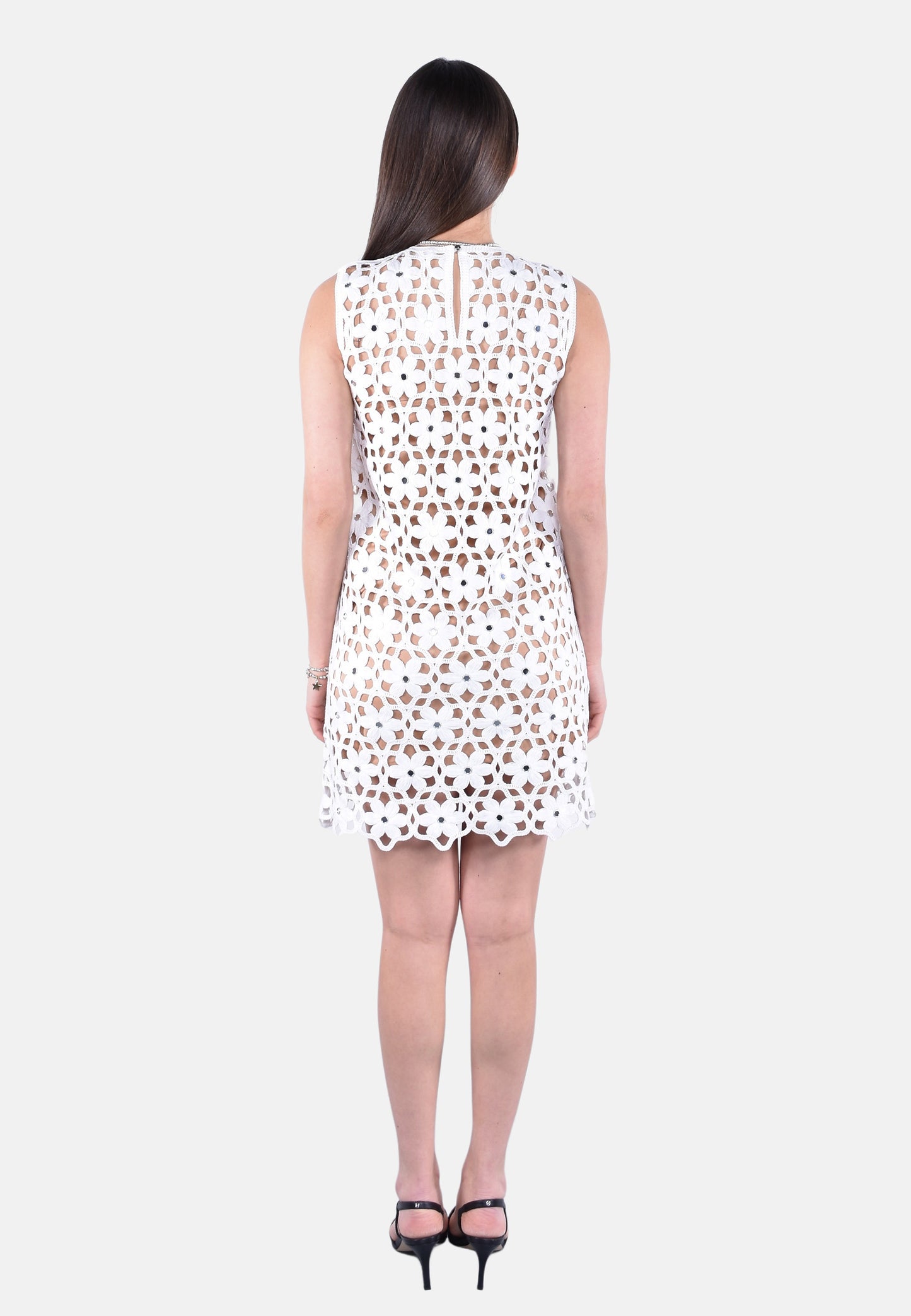 FAUX CROCHET MINI DRESS