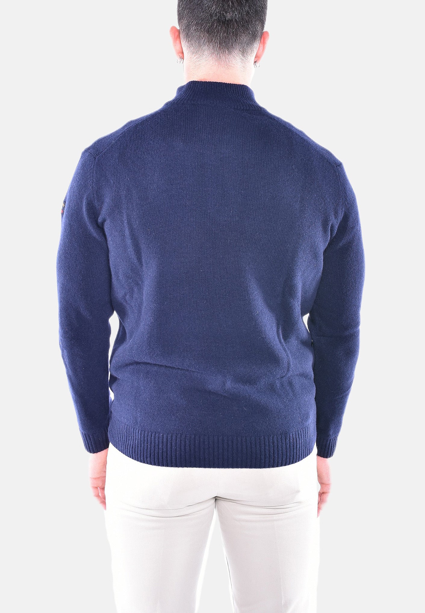 MAGLIA CON ZIP IN RE-WOOL CON BADGE