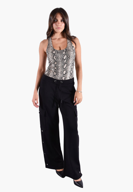 PANTALONI CARGO A GAMBA AMPIA IN CREPE STRETCH