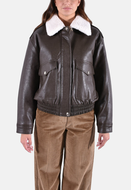 BOMBER CON FINITURE IN PELLICCIA SINTETICA