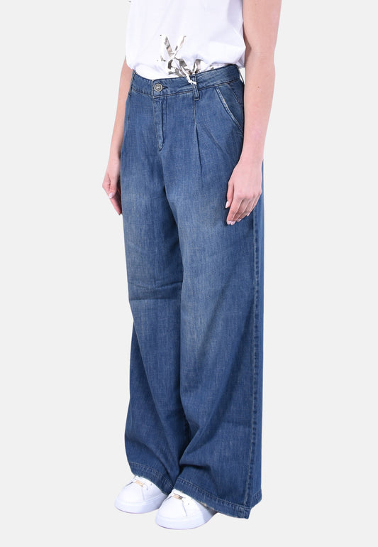 PANTALONE GAMBA LARGA CON PENCES