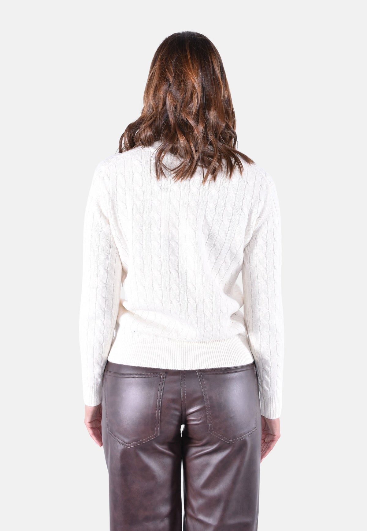SORBONNE BRAID WOOL ROUNDNECK CABLE KNIT SWEATER