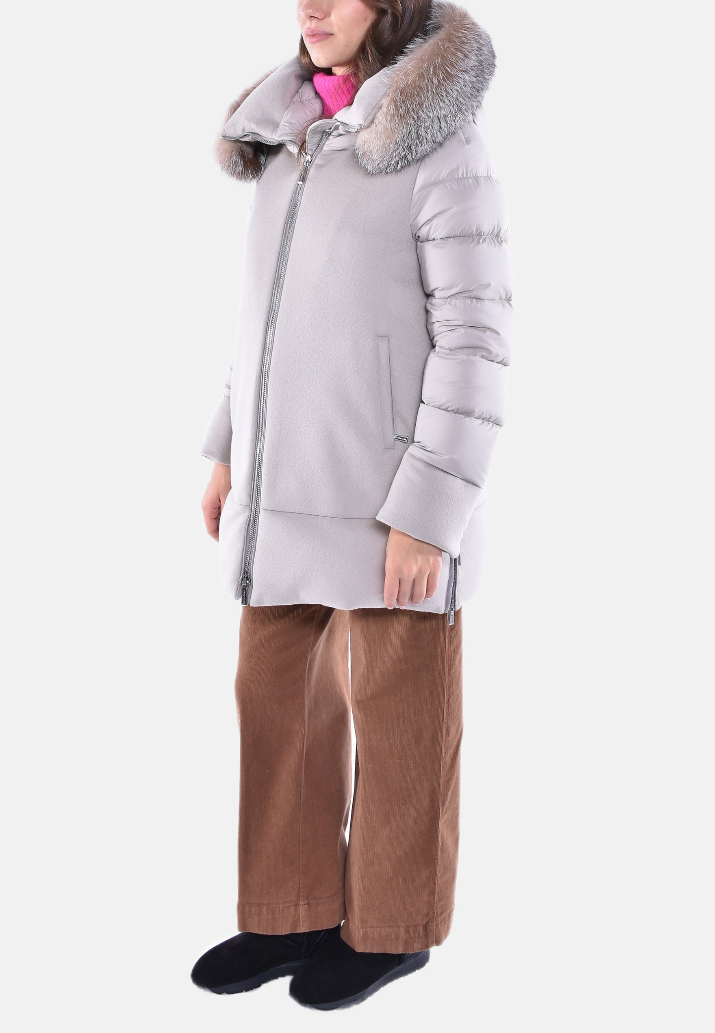 GIUBBINO IN LANA E PIUMA CON PELO FRESIA