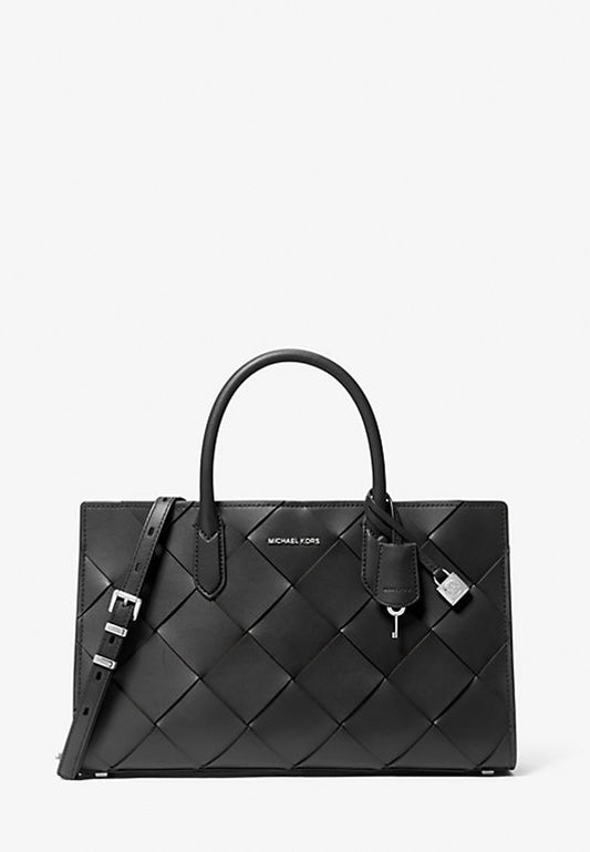 BORSA A MANO SCARLETT MEDIA IN PELLE INTRECCIATA