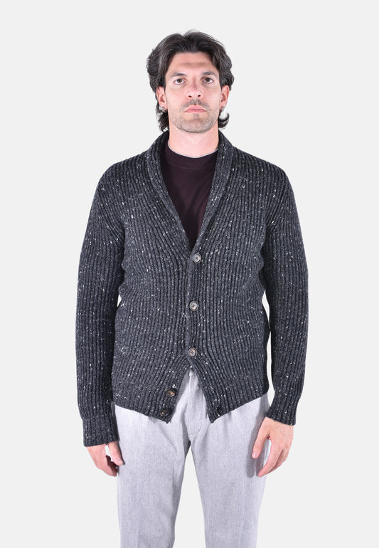 MAGLIA CARDIGAN COLLO SCIALLE