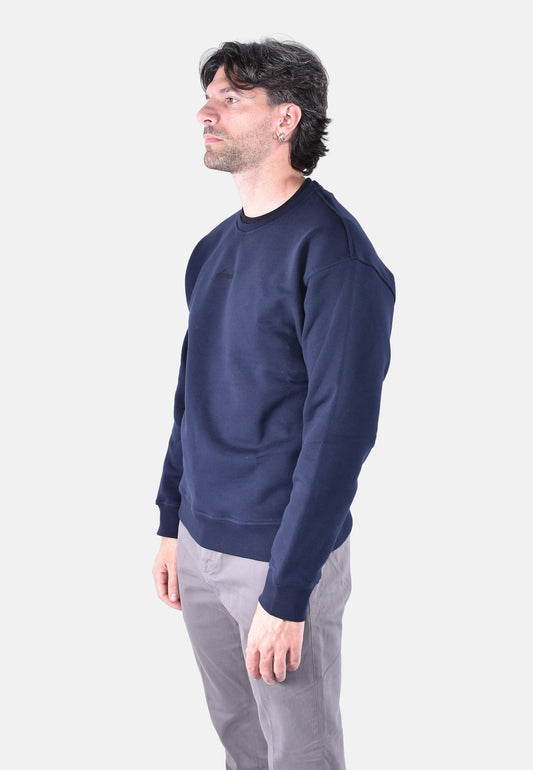 REGULAR-FIT SWEATSHIRT IN CONTRASTING RIBBED FLEECE