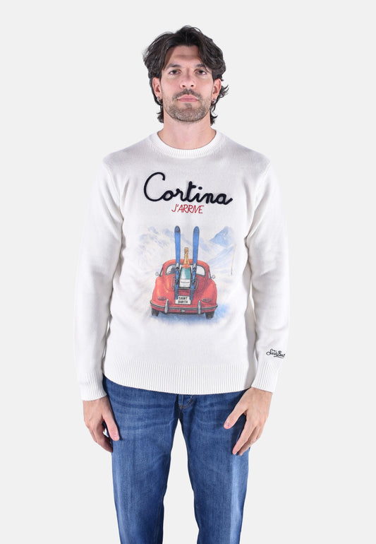 HERON PRINT ROUND-NECK SWEATER PRINT