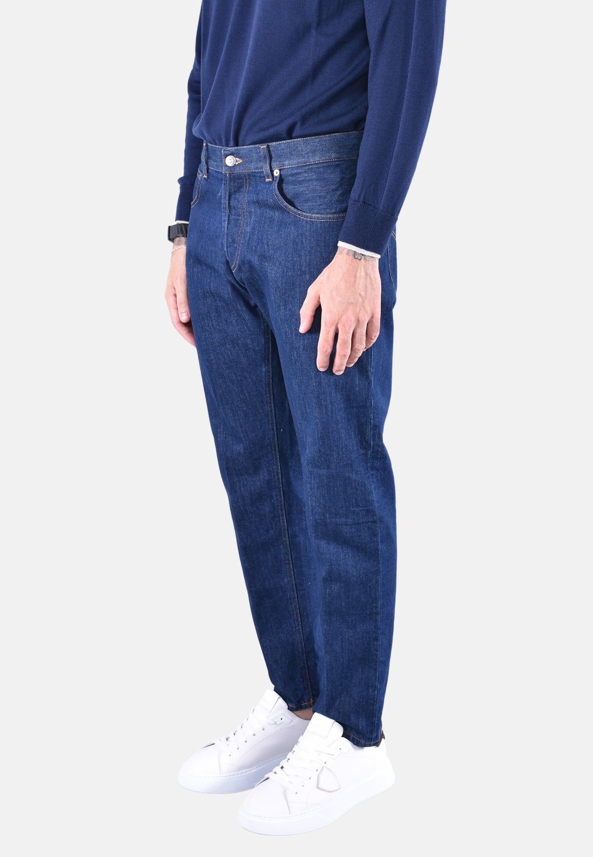 DIAN SLIM-FIT CARROT-CUT 5-POCKET JEANS IN BLUE 12.5 OZ RIGID DENIM