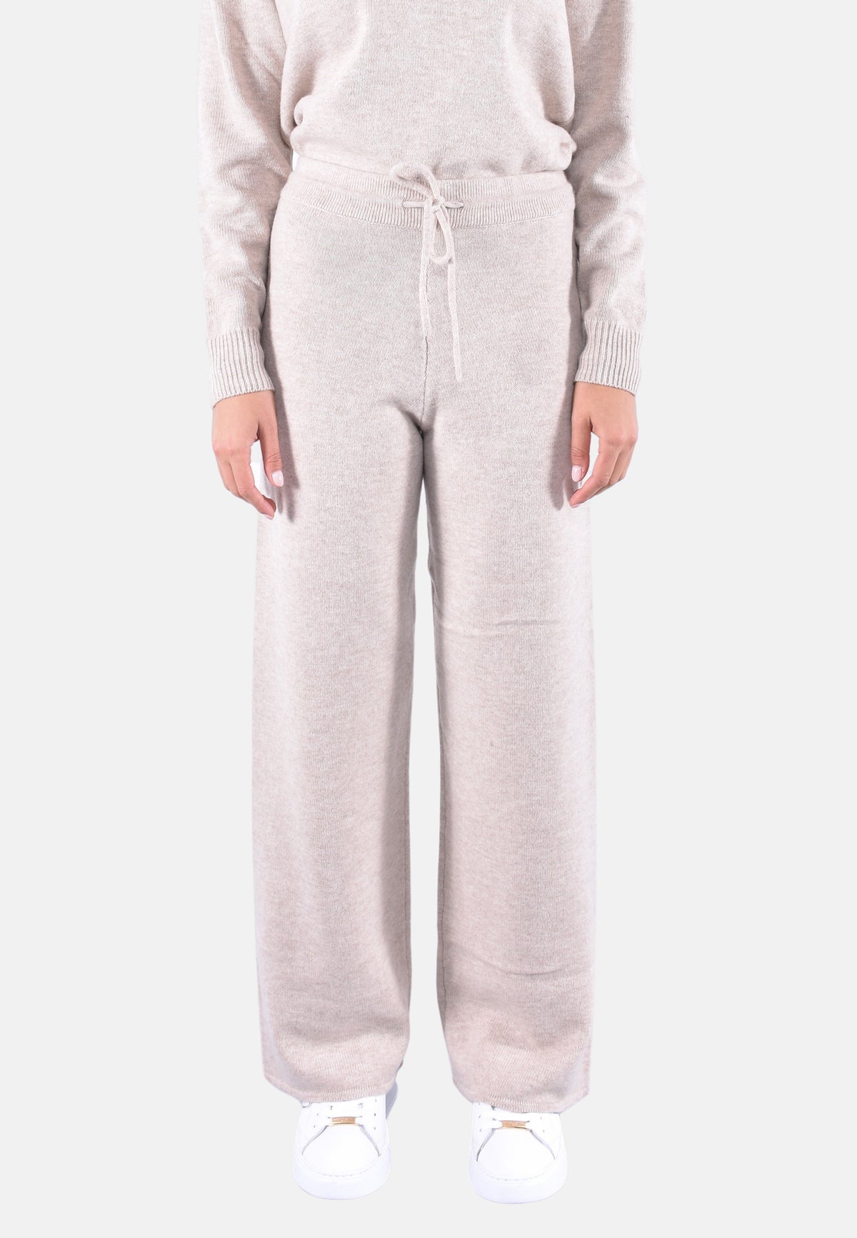 CAMBON WOOL PLAIN JERSEY KNIT WIDE LEG PANTS