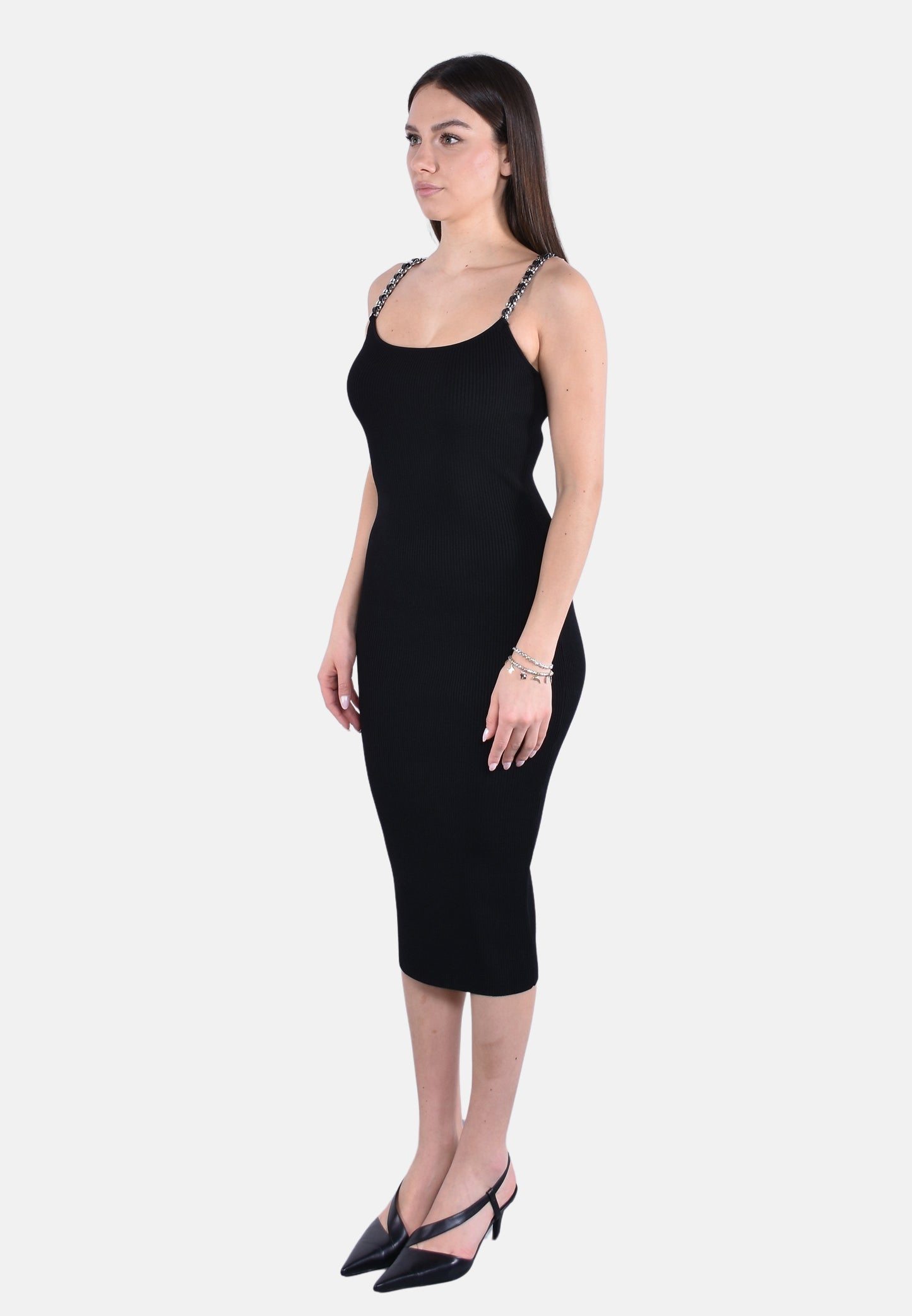 CHAIN STRAP MIDI DRESS