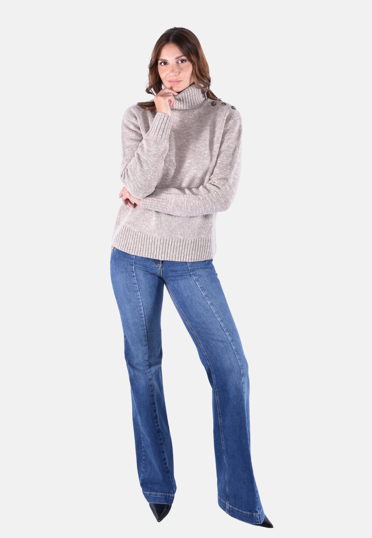 PHILOMENE MOULINE SIDE BUTTONED COLLAR SWEATER