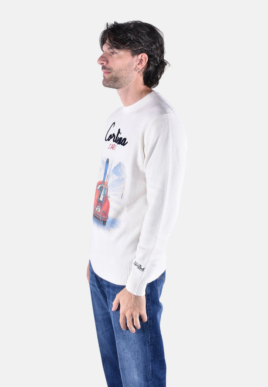 HERON PRINT ROUND-NECK SWEATER PRINT