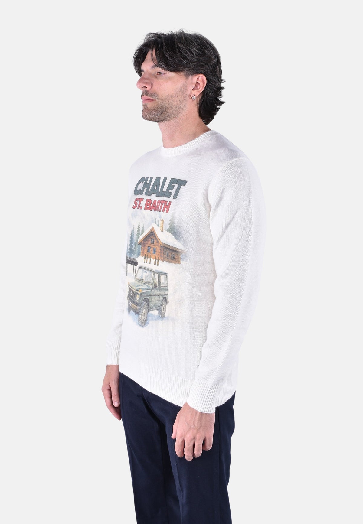 HERON PRINT ROUND-NECK SWEATER PRINT