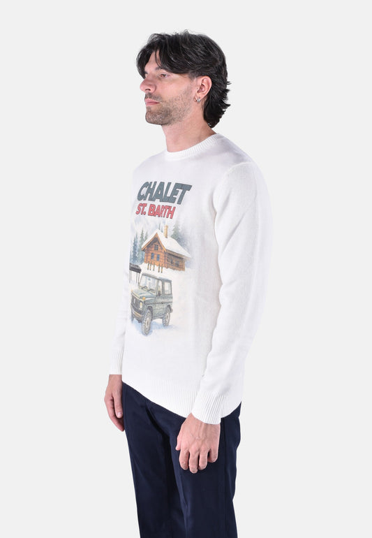 HERON PRINT ROUND-NECK SWEATER PRINT