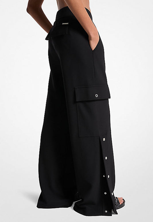 PANTALONI CARGO A GAMBA AMPIA IN CREPE STRETCH