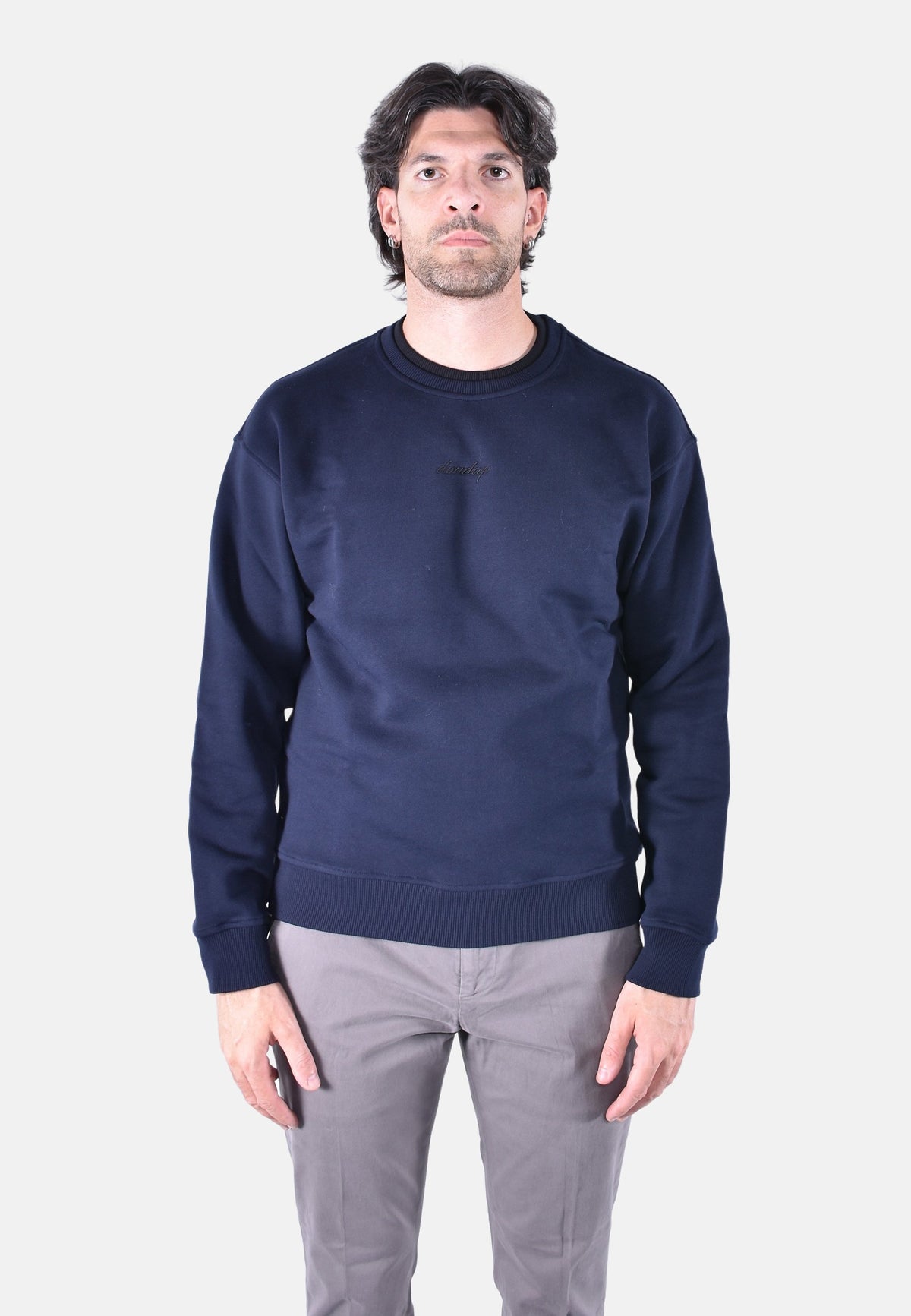 REGULAR-FIT SWEATSHIRT IN CONTRASTING RIBBED FLEECE