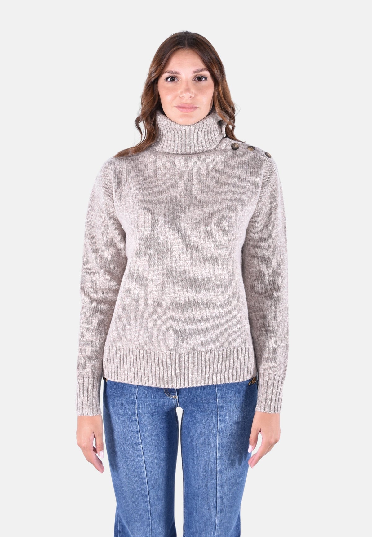 PHILOMENE MOULINE SIDE BUTTONED COLLAR SWEATER