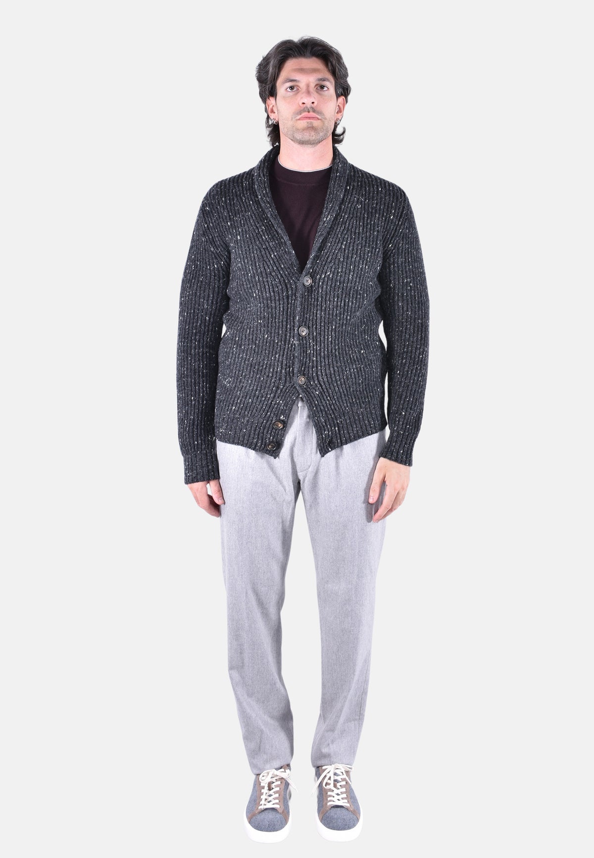 MAGLIA CARDIGAN COLLO SCIALLE
