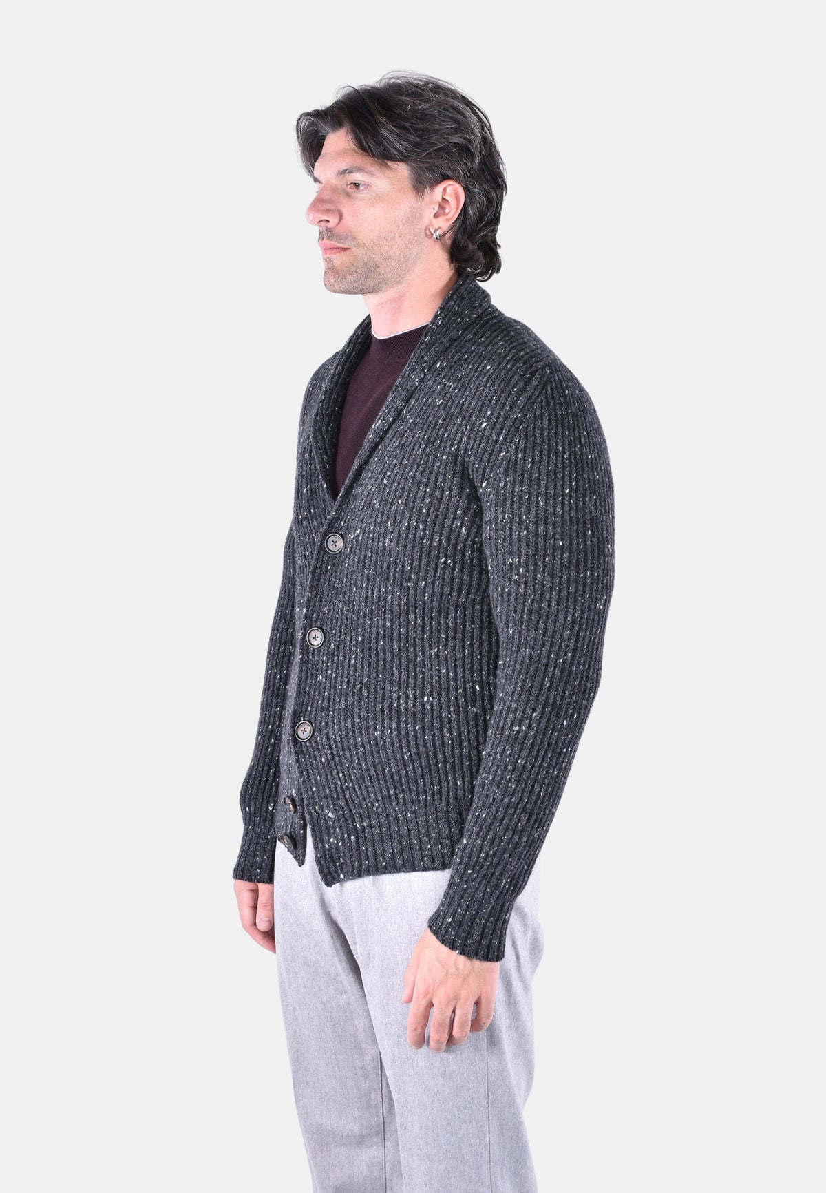 MAGLIA CARDIGAN COLLO SCIALLE