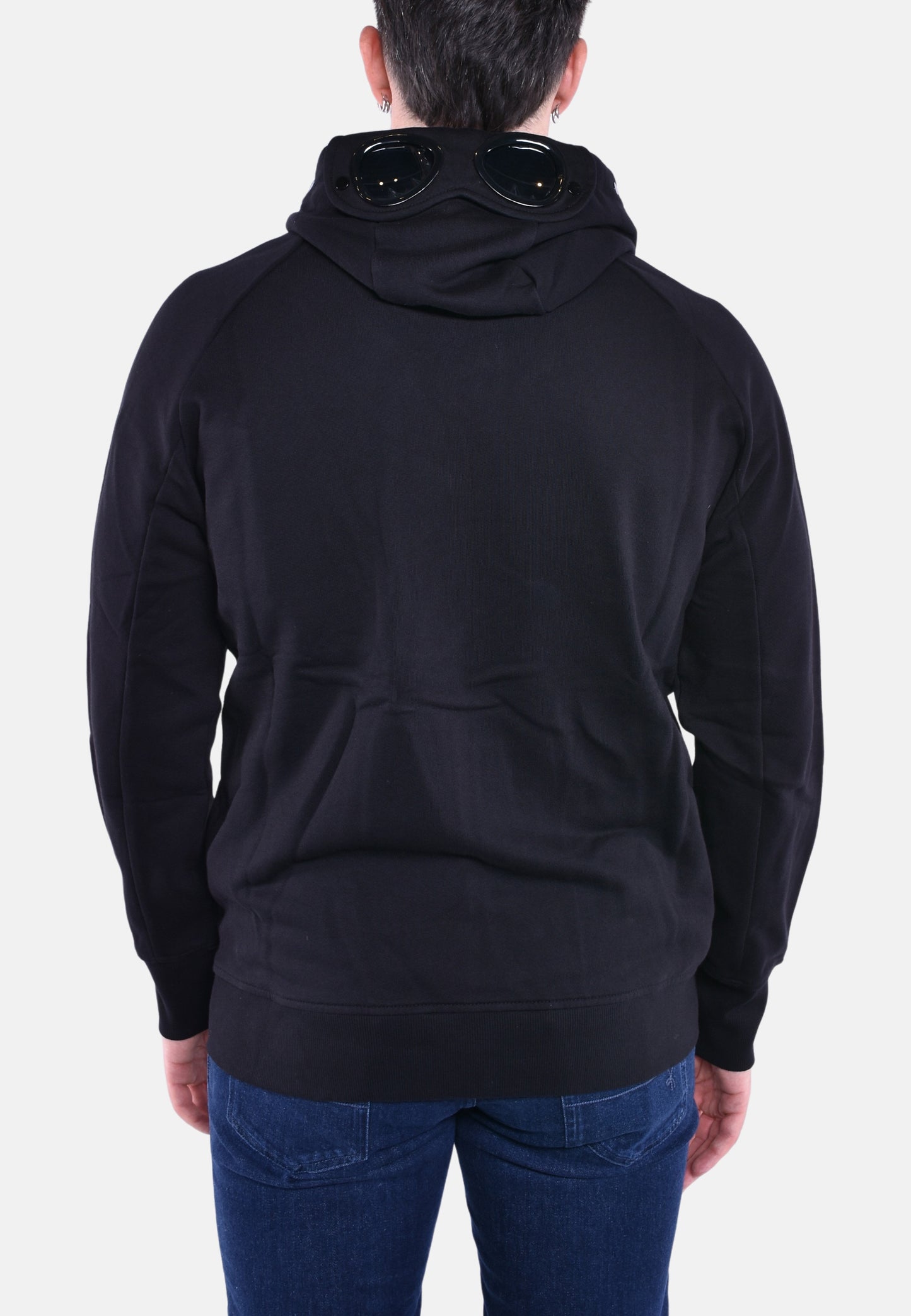 DIAGONAL RAISED FLEECE ZIPPED HOODED SWEATSHIRT