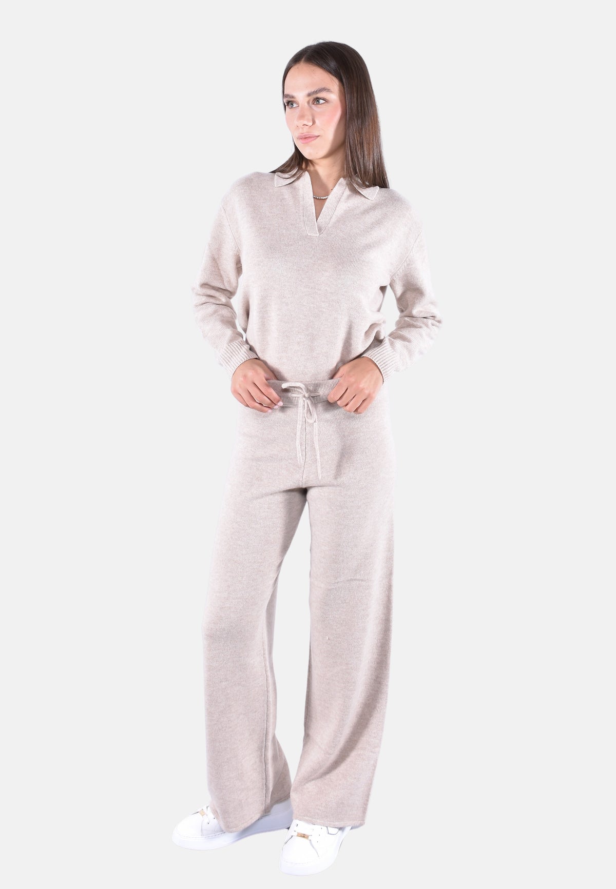 EZE WOOL PLAIN JERSEY KNIT LONG SLEEVE POLO