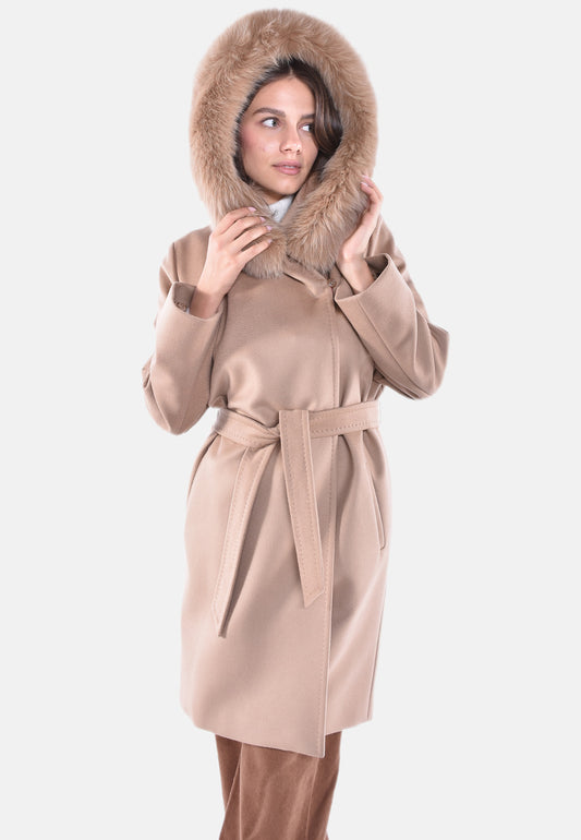 CAPPOTTO CON CAPPUCCIO E PELO MANGO