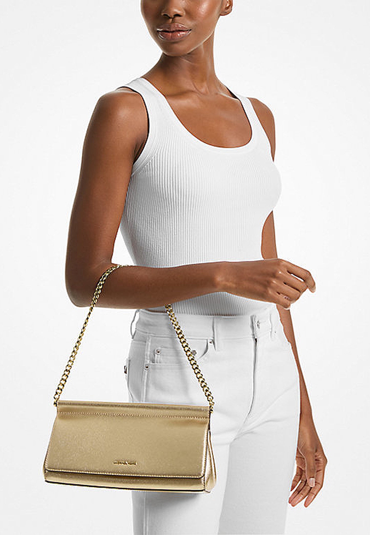 Pochette Carmine media in pelle martellata metallizzata