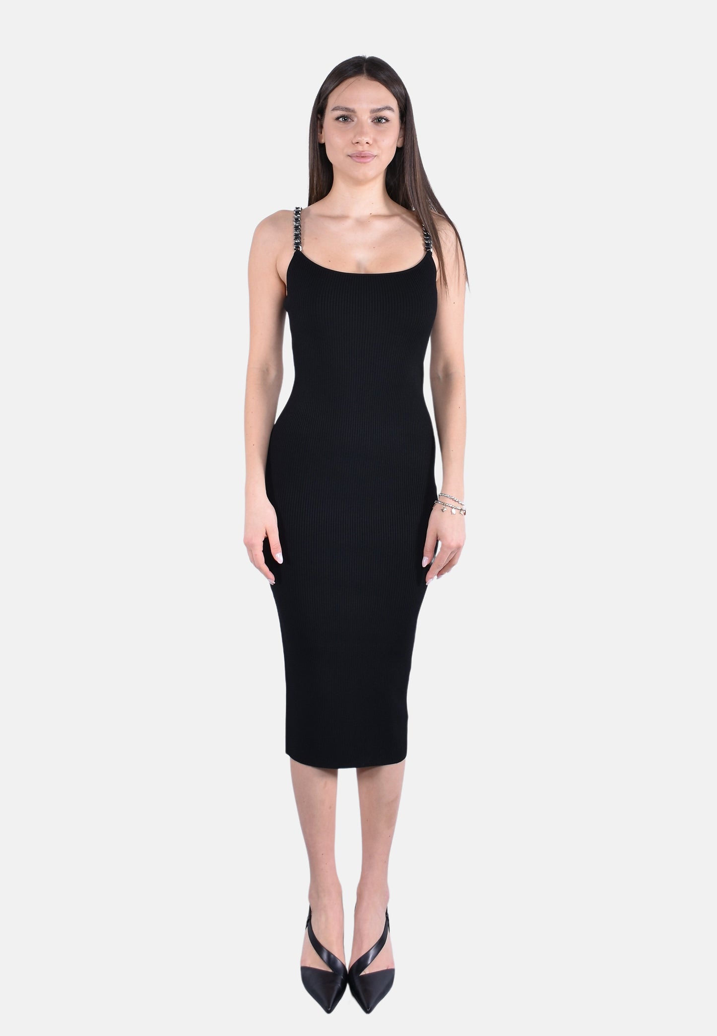 CHAIN STRAP MIDI DRESS