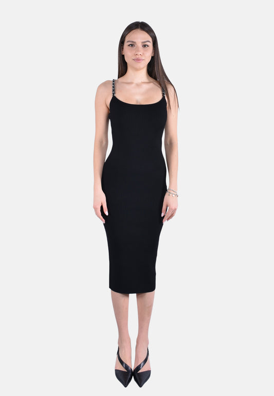 CHAIN STRAP MIDI DRESS