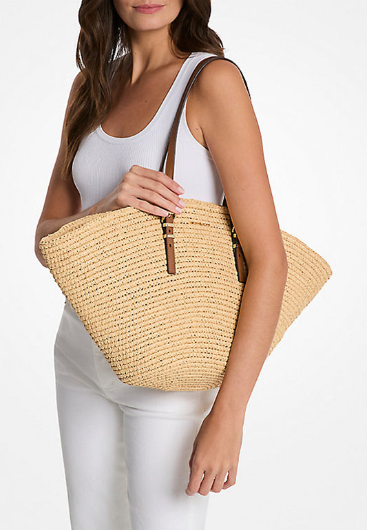 BORSA TOTE ISA GRANDE IN PAGLIA LAVORATA A MANO