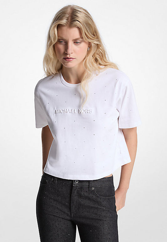 T-SHIRT IN JERSEY DI COTONE CON LOGO E BORCHIE