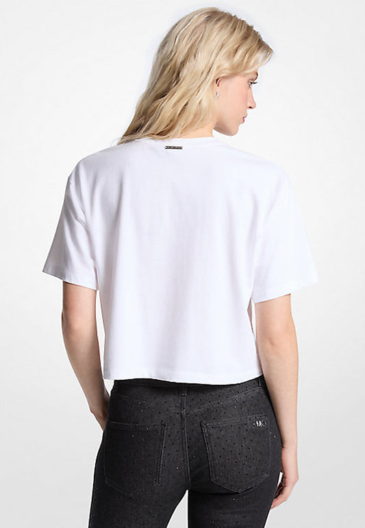 T-SHIRT IN JERSEY DI COTONE CON LOGO E BORCHIE